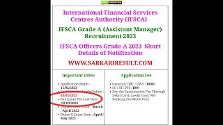 International Financial Services Centres Authority IFSCA Officer Grade A Recruitment 2023 Apply