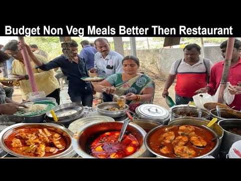 Cheapest Roadside Unlimited Meals | Hyderabad Street Meals | Hard Working Women Selling Street Meals