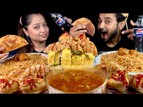 Eating Manchurian Noodle, Homemade Tacos, Samosa, Dhokla | Street Food | Eating Challenge