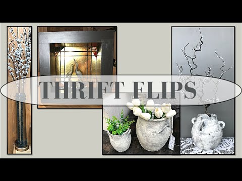 THRIFT FLIP IDEAS -DIY AGED POTS - WOODEN SHADOW BOX MAKEOVER -GLASS VASE UPCYCLE