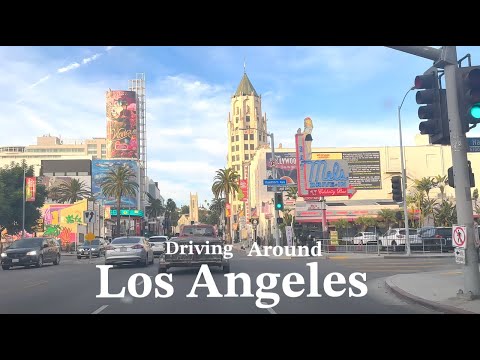 Driving Around Hollywood at Dusk.   Nomad Ambience.  Highland Ave to Hollywood Blvd to Western