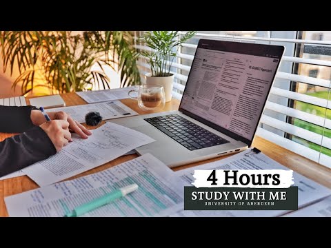 4 HOUR STUDY WITH ME | Background noise, 10 min Break, No music, Study with Merve