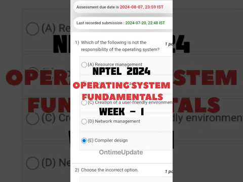 Operating system fundamentals week - 1 #nptelanswer #ontimeupdates #nptel