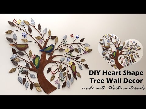 DIY Heart ShapeTree Wall decor made with Waste materials l l Valentine's day special