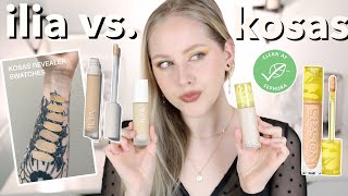 KOSAS VS. ILIA FOUNDATIONS & CONCEALERS | wear test, swatches, comparisons