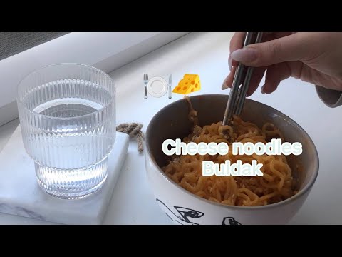 Eating cheese ramen for the firs time . Short video