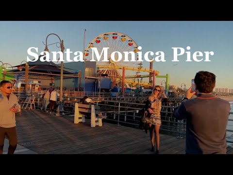 Santa Monica Pier: Sunset Walk down Iconic California Pier.  Beautiful Sunset