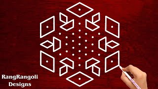 Deepam Kolam Rangoli | Simple 13X7 Dots Deepavali Kolam Designs | daily Muggulu | Diwali Kolangal