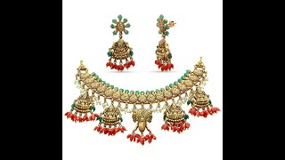 Traditional 22kt Antique Gold Necklace Set