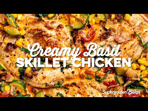 Creamy Chicken Skillet with Corn, Zucchini and Tomato | Supergolden Bakes