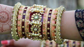 Mehroon and peach royal Rajwadi chuda|rajasthani rajputi chuda|indian bangles|wedding chuda|