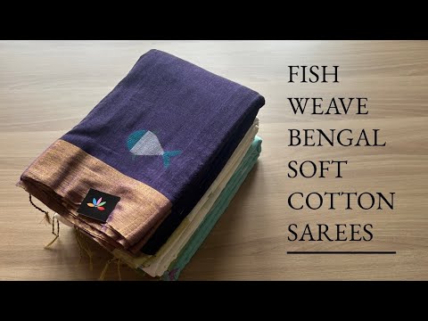 Fish Weave Bengal Soft Cotton Sarees | Shop on www.fabk.in #fabksarees #fishweave