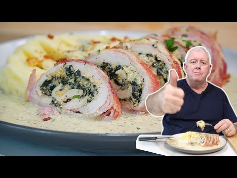 EASY Oven-Baked BACON-WRAPPED Chicken with Garlic Mustard Sauce