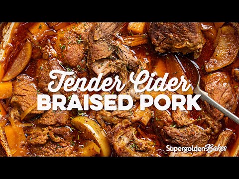 Tender Cider Braised Pork Shoulder | Supergolden Bakes