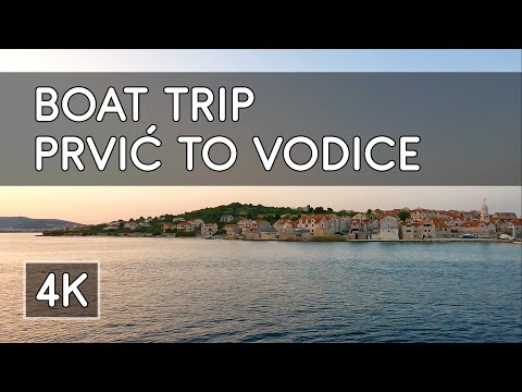 Boat Trip from Island of Prvić to Vodice (Croatia) with Soft Piano Music - 4K UHD Virtual Travel