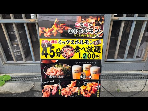 立ち喰い国産ミックスホルモン食べ放題￥1200そこに肉あるんか桃谷店