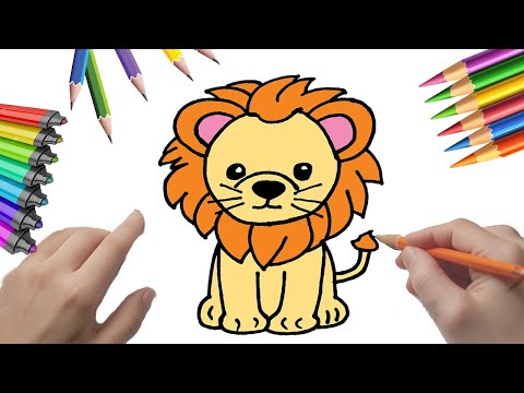 Cómo dibujar un leoncito para colorear   #DibujarLeoncito, #LeónParaColorear