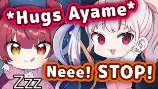 Marine Hugs Ayame Who Freaks Out While Making Cute Noises 【ENG Sub/Hololive】