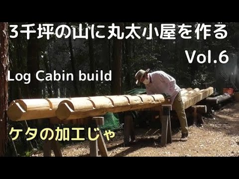 ３千坪の山に丸太小屋を建てるvol.6  ケタの加工と山菜アヒージョ