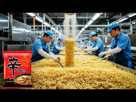 How Korean Ramen Is Made in a Mega Factory | Amazing Food Processing Technology