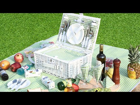 HYBDAMAI Wicker Picnic Basket for 4 Person | $100k Bonuses in Description