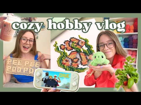 A Week of Cozy Hobbies 🌿💚 crochet, gaming, gem painting, and gardening!