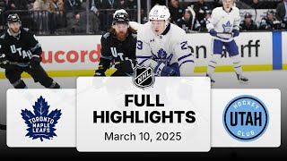 NHL Highlights | Maple Leafs vs. Utah Hockey Club | March 10, 2025