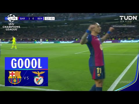 ¡GOOOL DEL BARCELONA! Raphinha lo marca | Barcelona 1-0 Benfica | UEFA Champions League 24/25 | TUDN