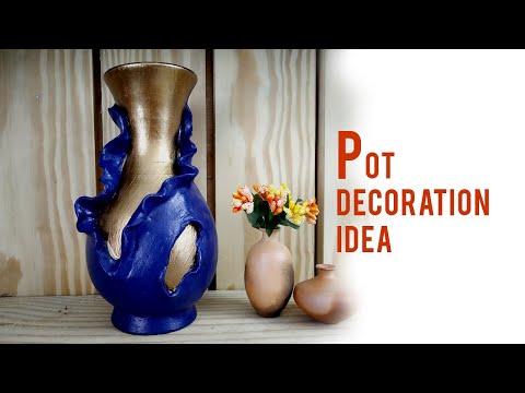 easy pot painting designs with clay | pot decoration | mouldit clay art easy