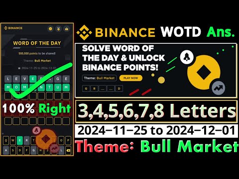 Bull Market WOTD | Binance New WODL Answers Today | All Letters Word of the day