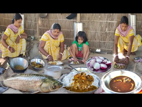 Grass carp fish curry village Bengali style | Bengali cooking and eating | gravy style fish curry