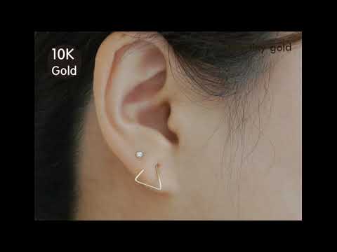 10K Stylish Minimalist Gold Stud Earrings - Light Weight Solid Gold Stud