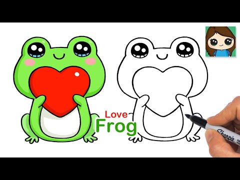 How to Draw a Love Frog Holding a Heart ❤️ Cute Valentine's Art