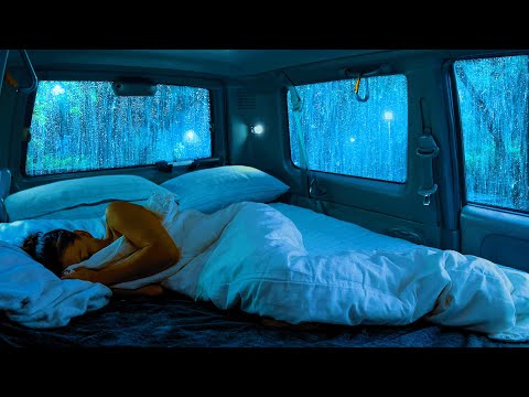 Rain Sounds For Sleeping ⚡ Heavy Rain & Thunder on Cozy Car for Relax, Sleep Faster, Reduce Stress