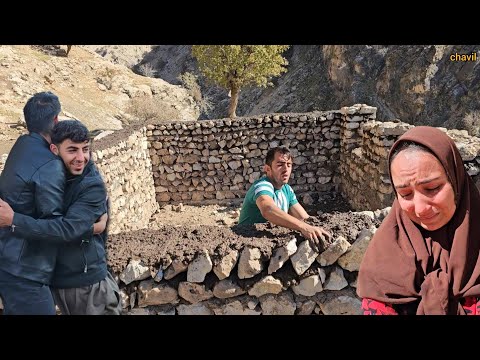 Nomadic life: building a winter hut in the nomadic area