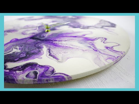 Beautiful! How to Pour Purple and Beige 14 in. Clock? Watch to See!