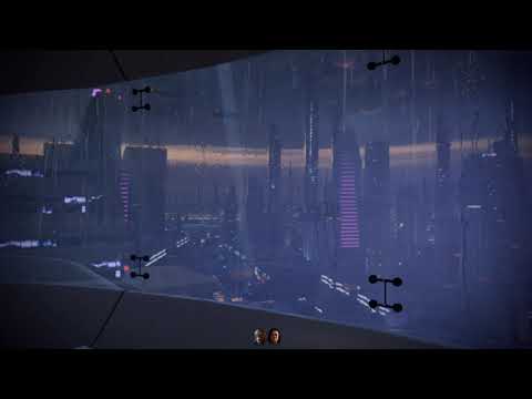 Mass Effect 2 (Legendary Edition) - Illium (Market District, Liara's apt) ambience, thunderstorm