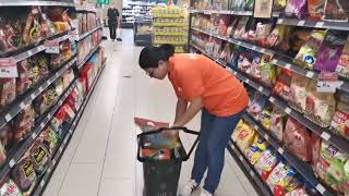 plastic rolling supermarket shopping basket with wheels