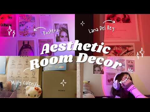 Aesthetic Room Decor | Aesthetic vlog Indian ✮ DIY Poster, Desk makeover ♡🦢 Coquette Room Ideas 🎀