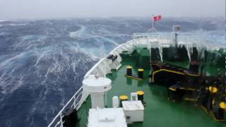 Travel : Trip 100 : Antarctic Expedition - Drake Passage Storm {Huge wave hits ship at 1 min 5 secs}