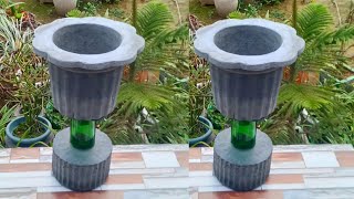 249 | how to make unique cement planters with bottle | creative ideas of cement