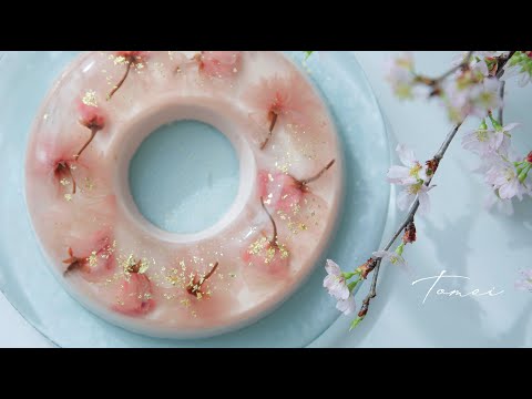 🧊How to make cherry blossom(Sakura) milk pudding cake.