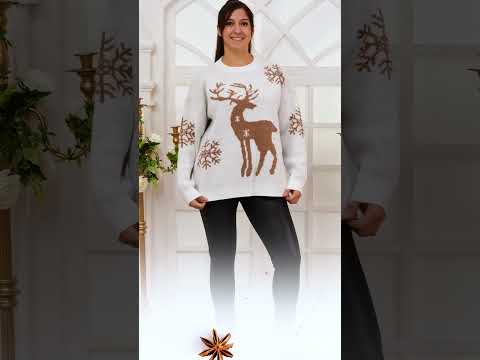 Snowflake Reindeer Pattern Xmas Ribbed Jumper #shorts #viral #jumper #fashion #clothes #trending