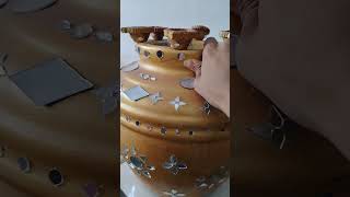 Old Matka Decoration ideas| big pot painting|Mirror work| Reuse ideas #homedecor #youtube #hamdmade