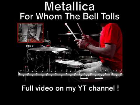 Metallica - For Whom The Bell Tolls - Drum cover (with scrolling drum score)