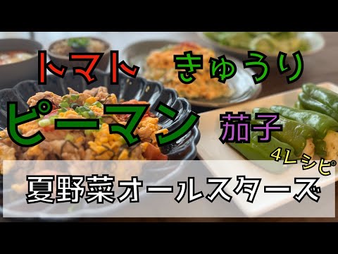 【夏野菜4レシピ】茄子・トマト・きゅうり・ピーマンを簡単調理！