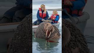 Inspiring Rescue: Brave Woman Saves Injured Walrus Covered in Barnacles#shorts