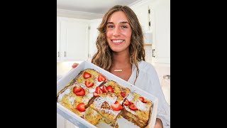 Strawberries & Cream Stuffed French Toast Bake  #breakfastbake #breakfastrecipe #easybreakfastrecipe