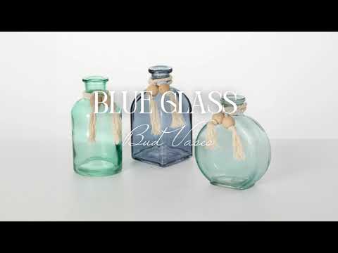 Blue Glass Bud Vase Set