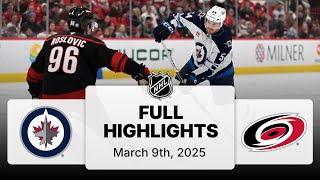 NHL Highlights | Jets vs. Hurricanes | March 09, 2025